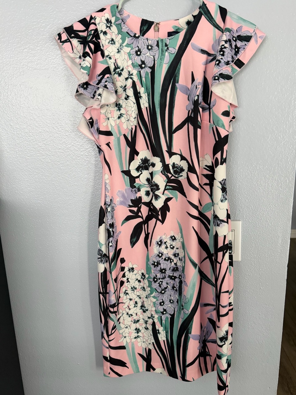 Tommy Hilfiger Printed Ruffle-Sleeve Scuba Sheath Dress size 4